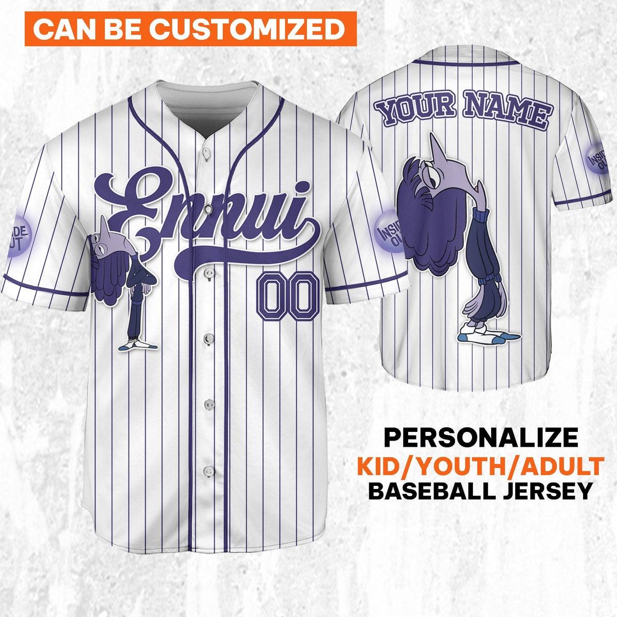 Custom Disney Inside Out Ennui Simple Baseball Jersey 1