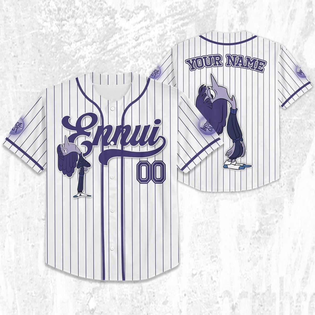 Custom Disney Inside Out Ennui Simple Baseball Jersey 2