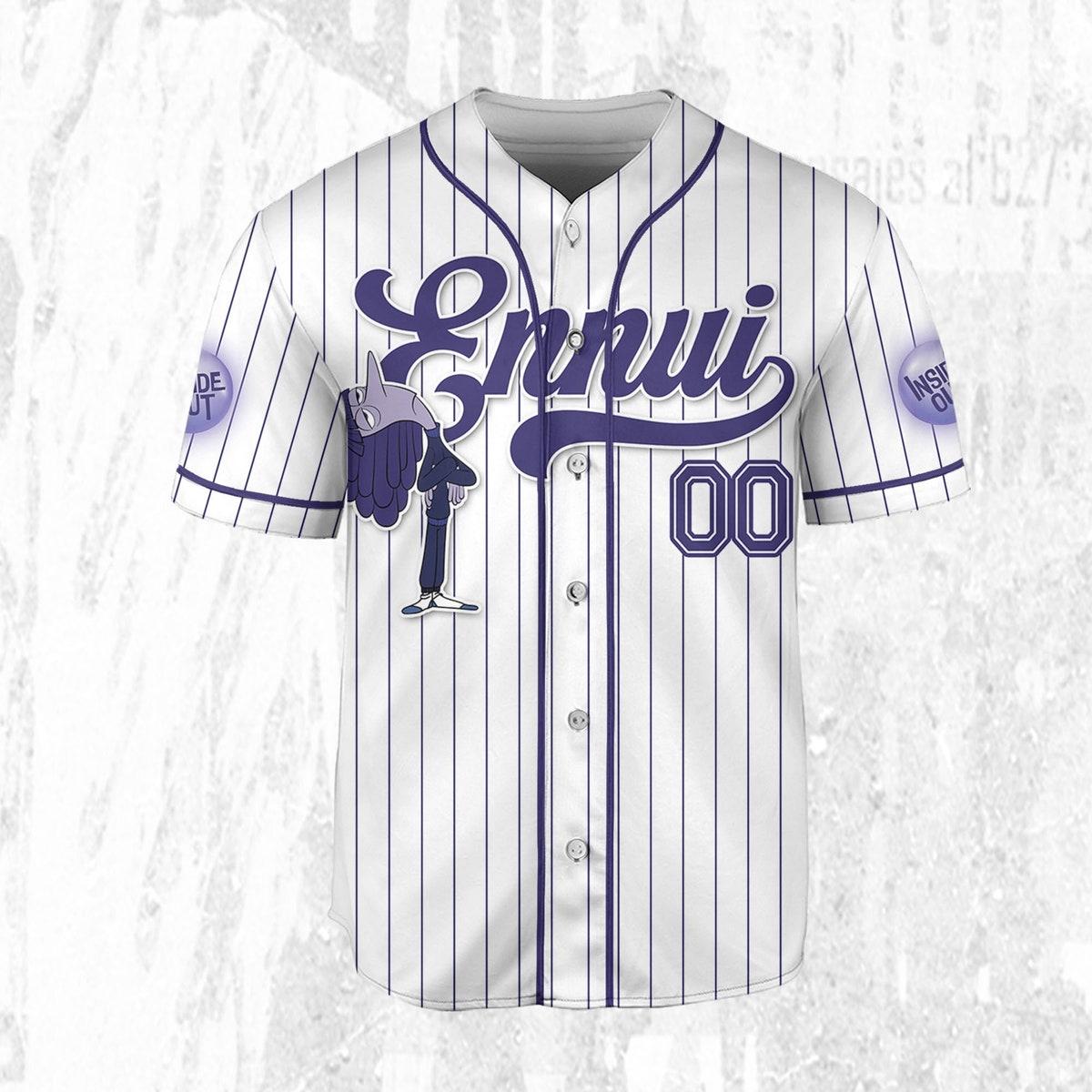 Custom Disney Inside Out Ennui Simple Baseball Jersey 3