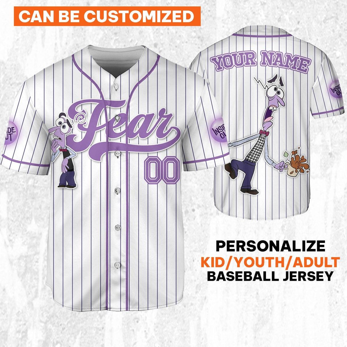 Custom Disney Inside Out Fear Simple Baseball Jersey 1