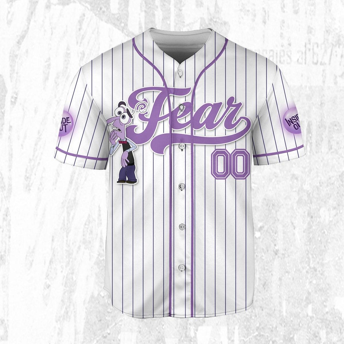 Custom Disney Inside Out Fear Simple Baseball Jersey 3