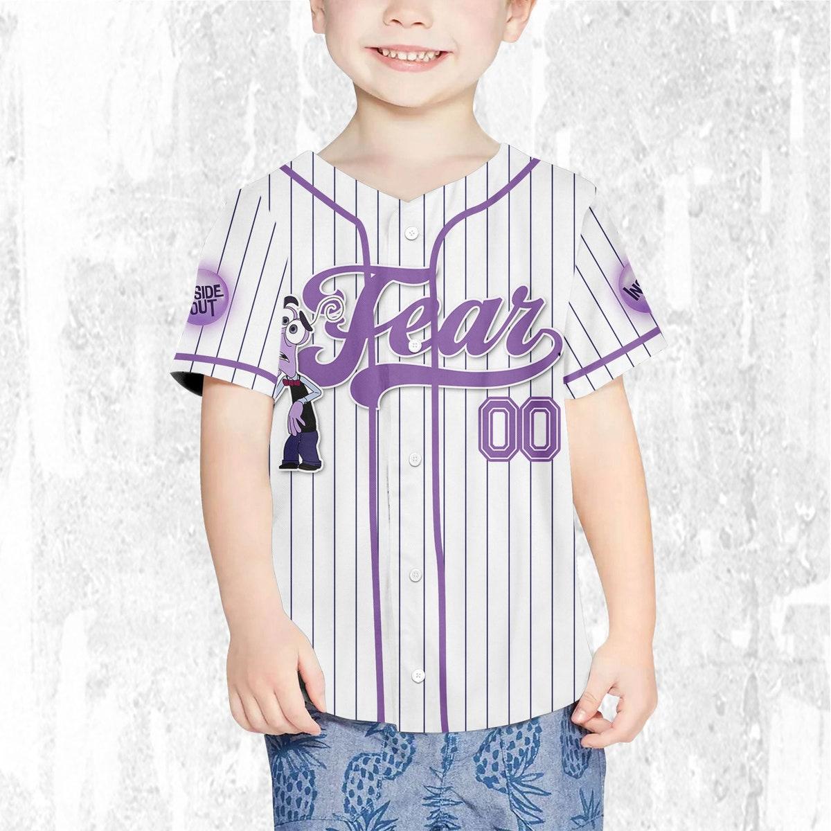 Custom Disney Inside Out Fear Simple Baseball Jersey 7