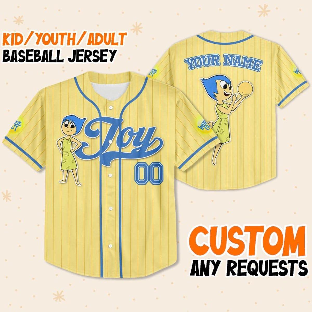 Custom Disney Inside Out Joy Simple Yellow Baseball Jersey 1