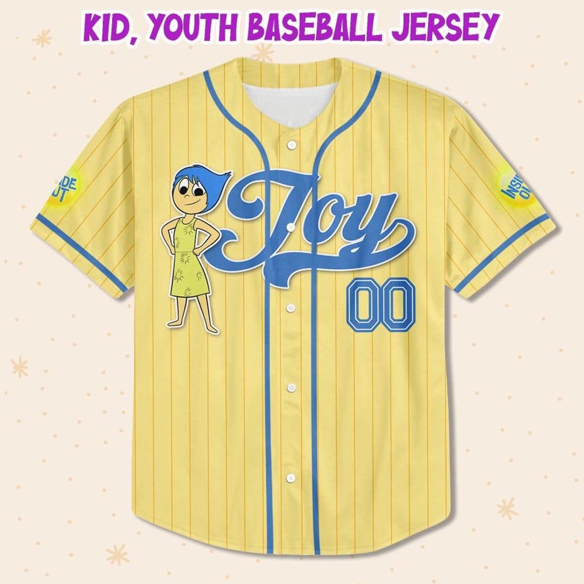 Custom Disney Inside Out Joy Simple Yellow Baseball Jersey 2