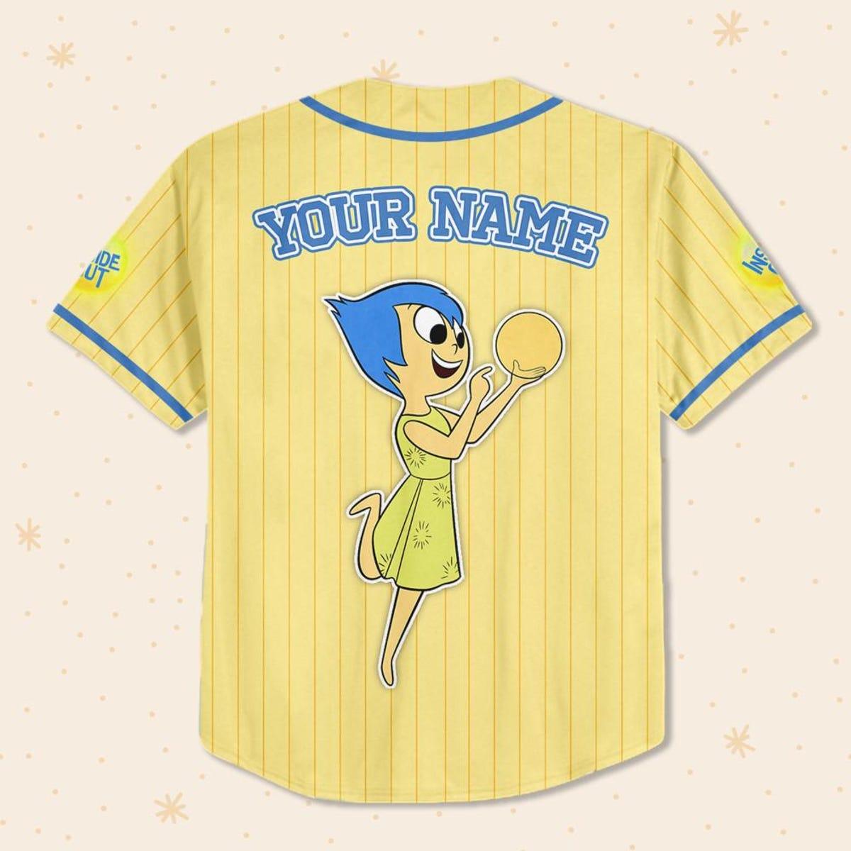 Custom Disney Inside Out Joy Simple Yellow Baseball Jersey 3