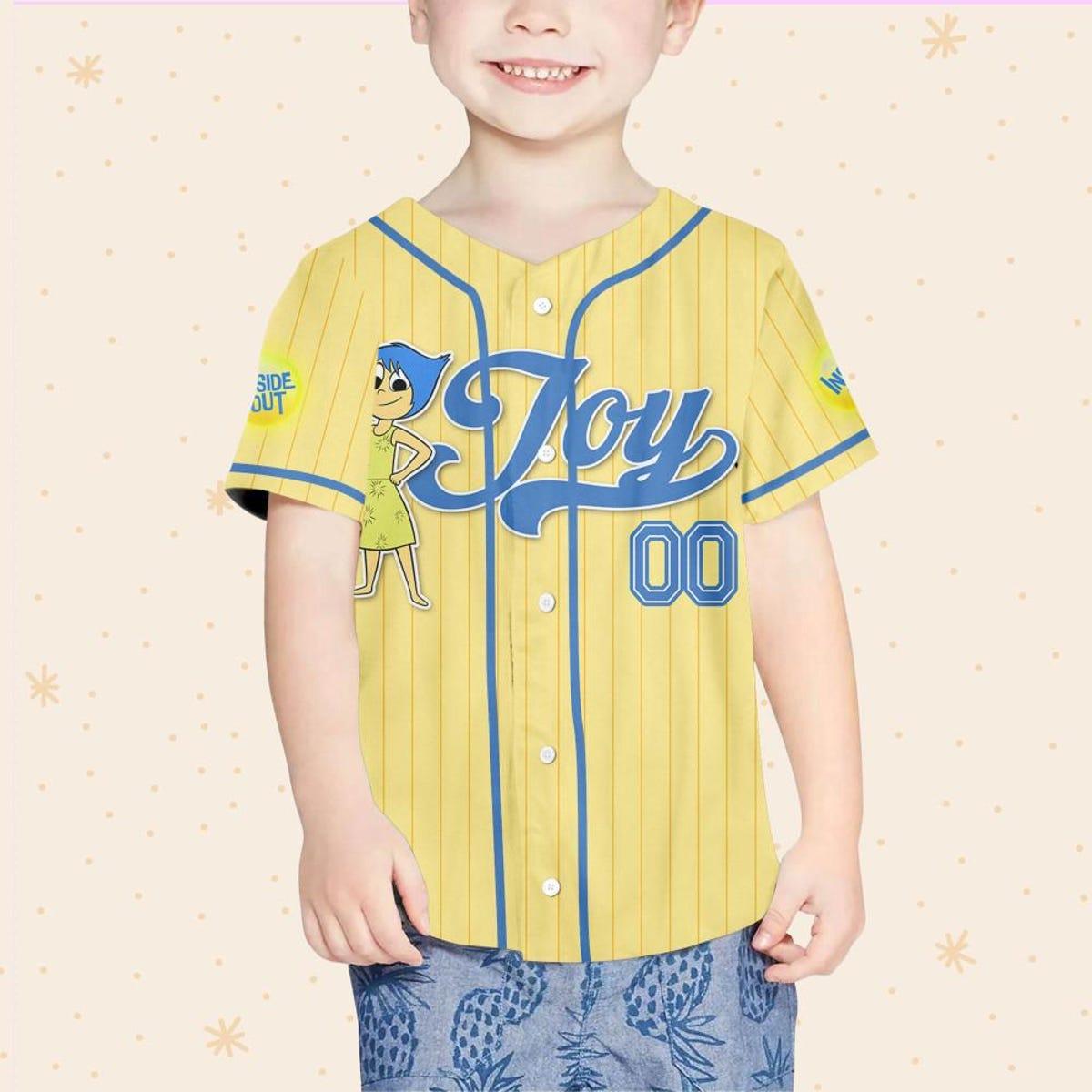 Custom Disney Inside Out Joy Simple Yellow Baseball Jersey 4