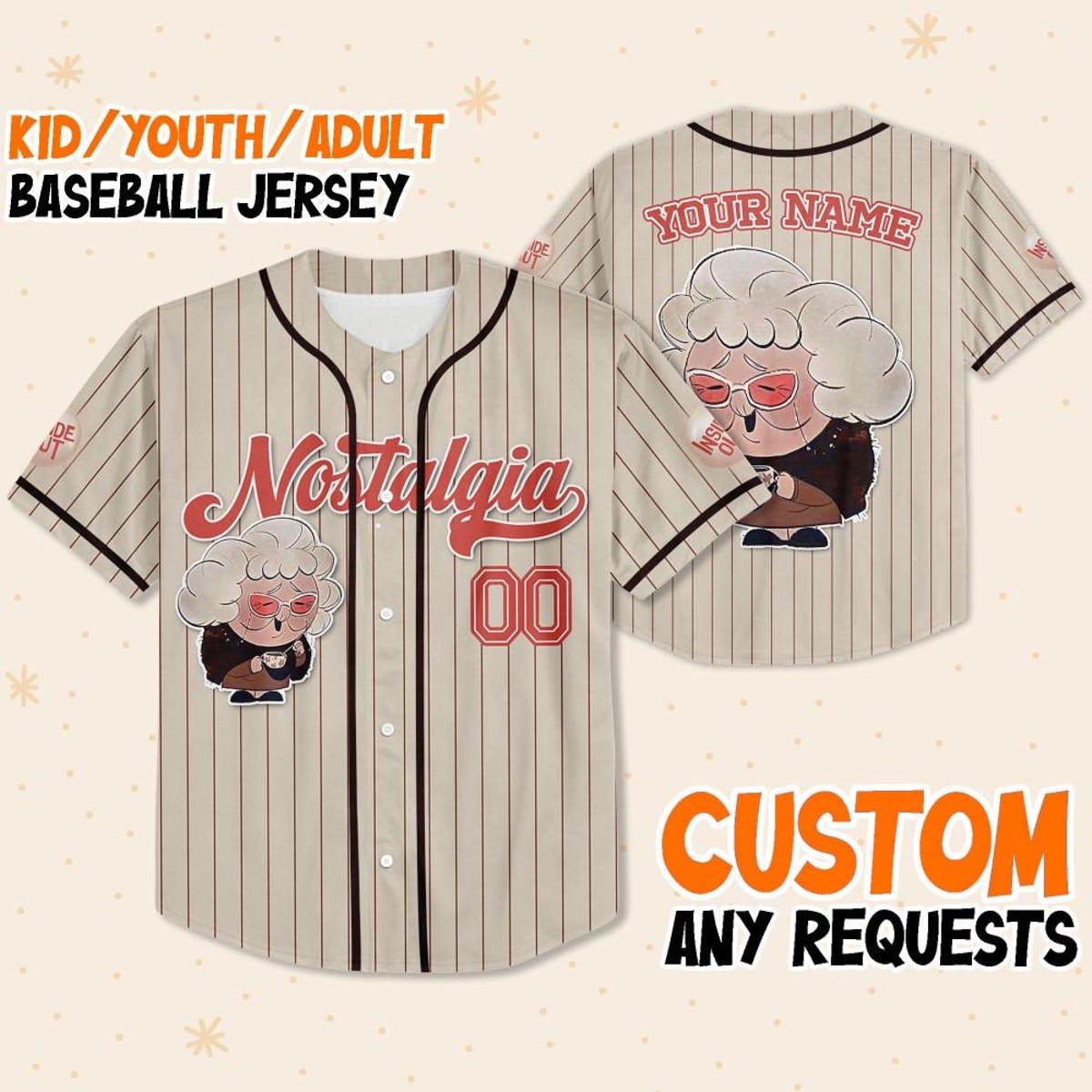 Custom Disney Inside Out Nostalgia Simple Beige Baseball Jersey 1