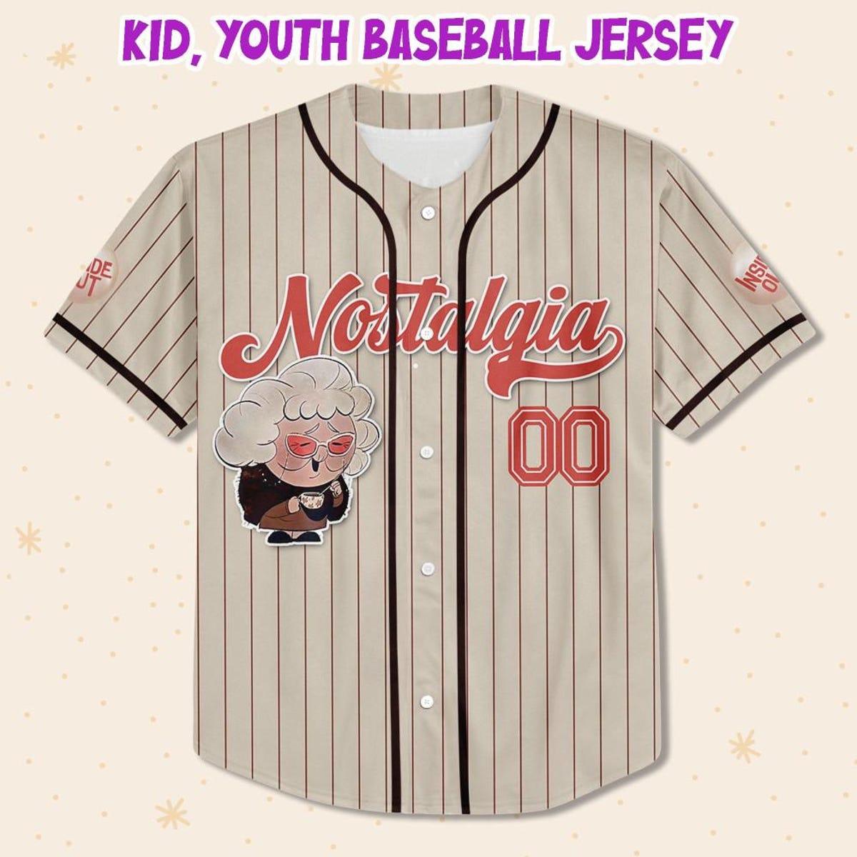 Custom Disney Inside Out Nostalgia Simple Beige Baseball Jersey 2