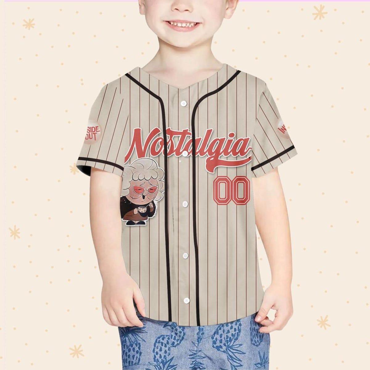 Custom Disney Inside Out Nostalgia Simple Beige Baseball Jersey 4