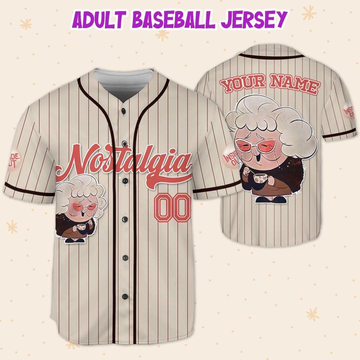 Custom Disney Inside Out Nostalgia Simple Beige Baseball Jersey 5