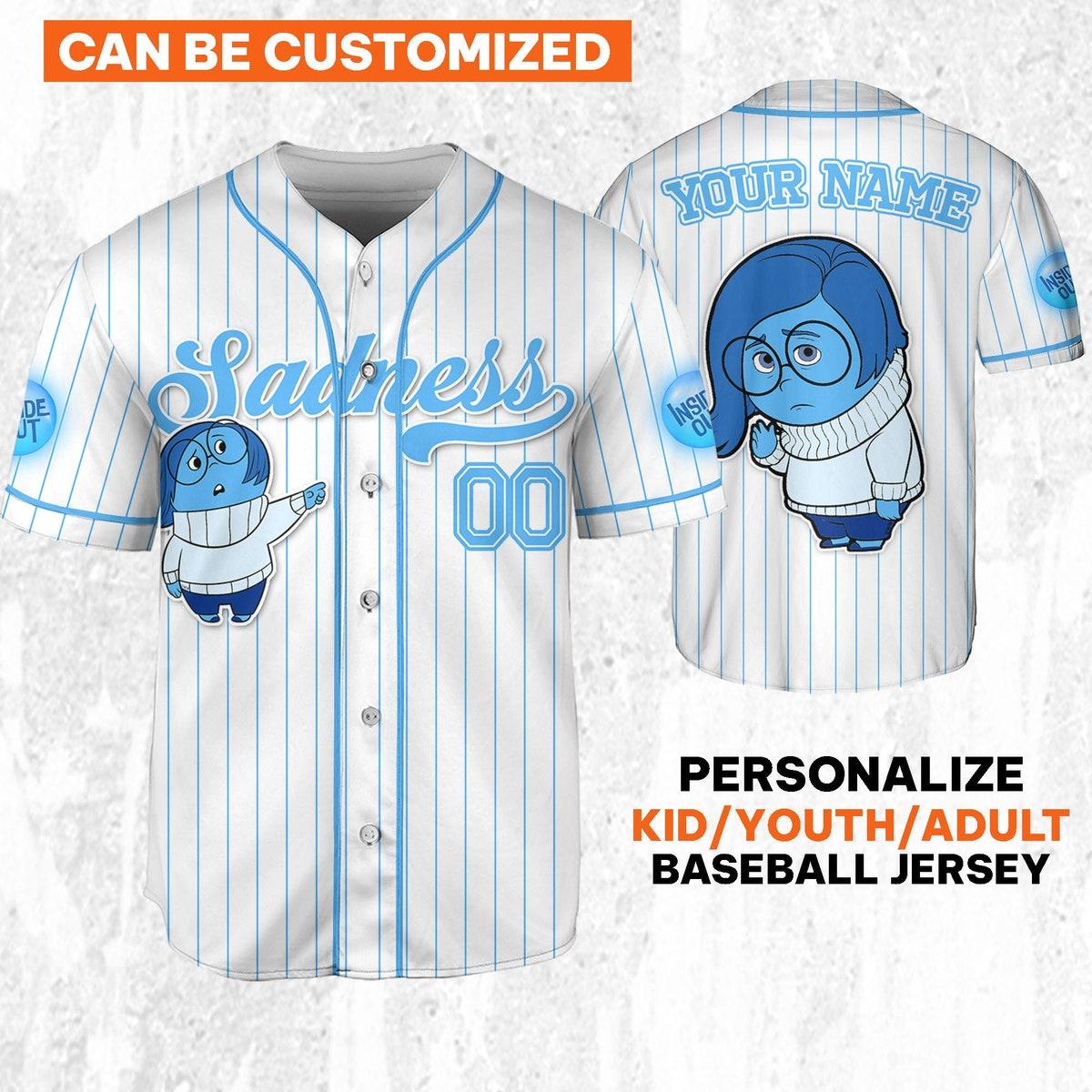 Custom Disney Inside Out Sadness Simple Baseball Jersey 1