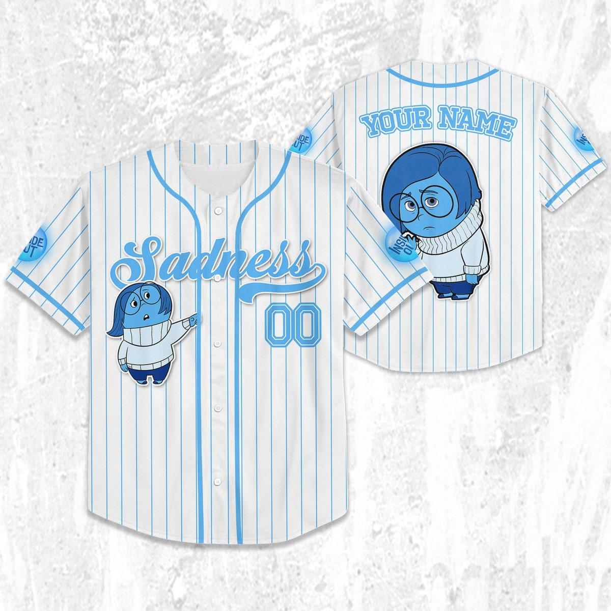 Custom Disney Inside Out Sadness Simple Baseball Jersey 2