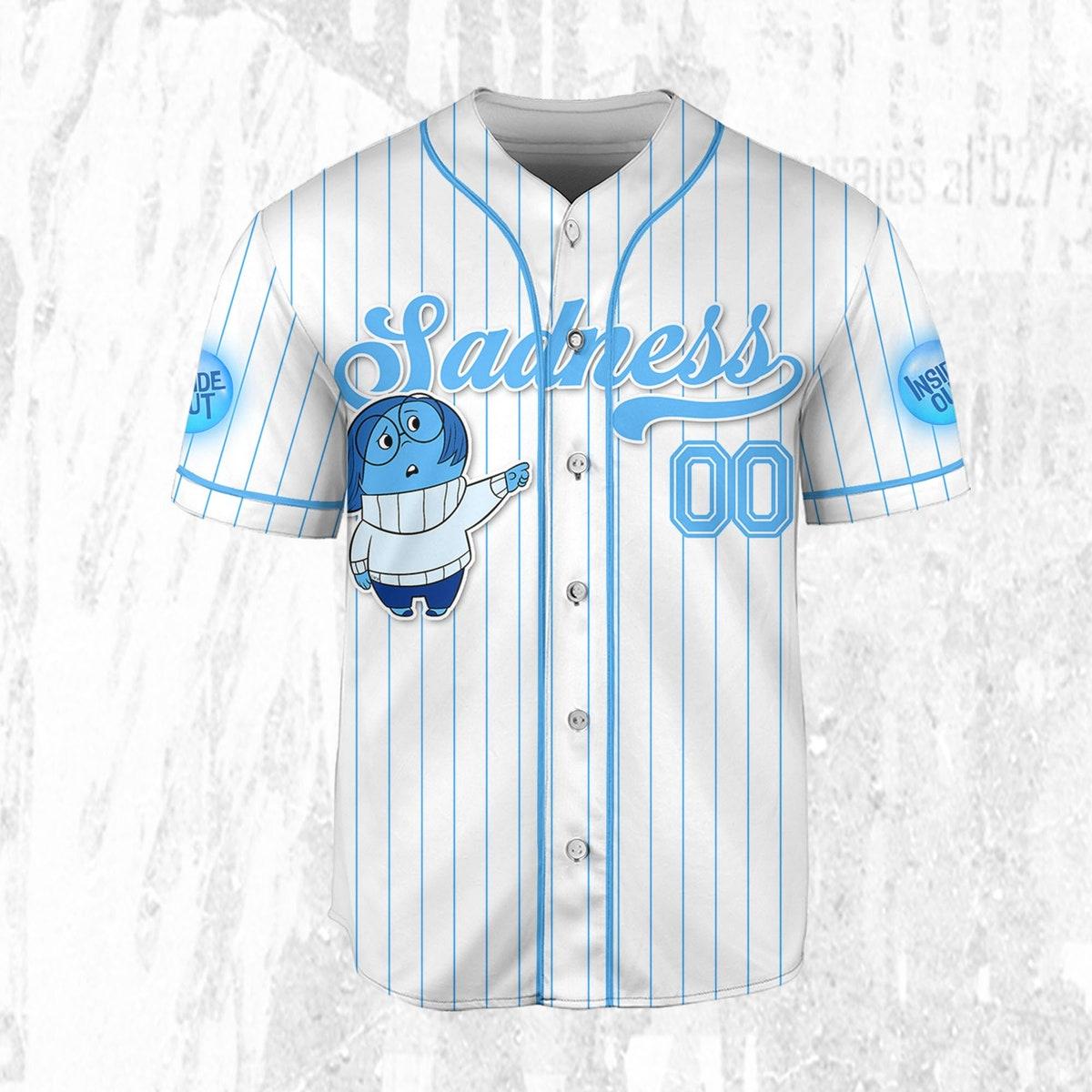 Custom Disney Inside Out Sadness Simple Baseball Jersey 3