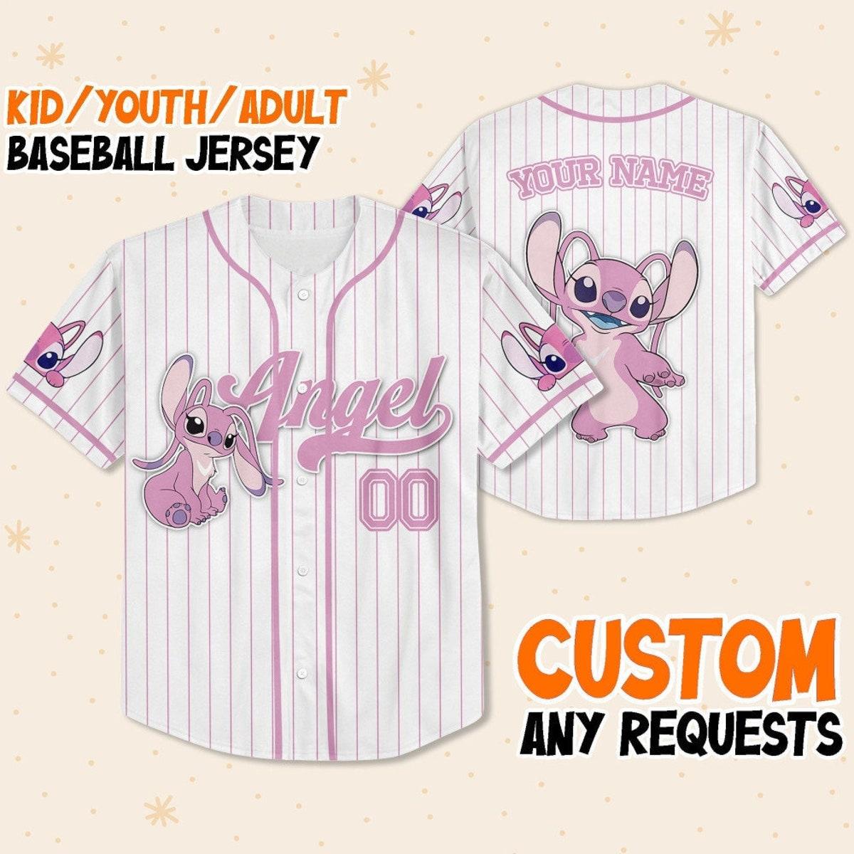 Custom Disney Lilo And Stitch Angel Baseball Jersey 1