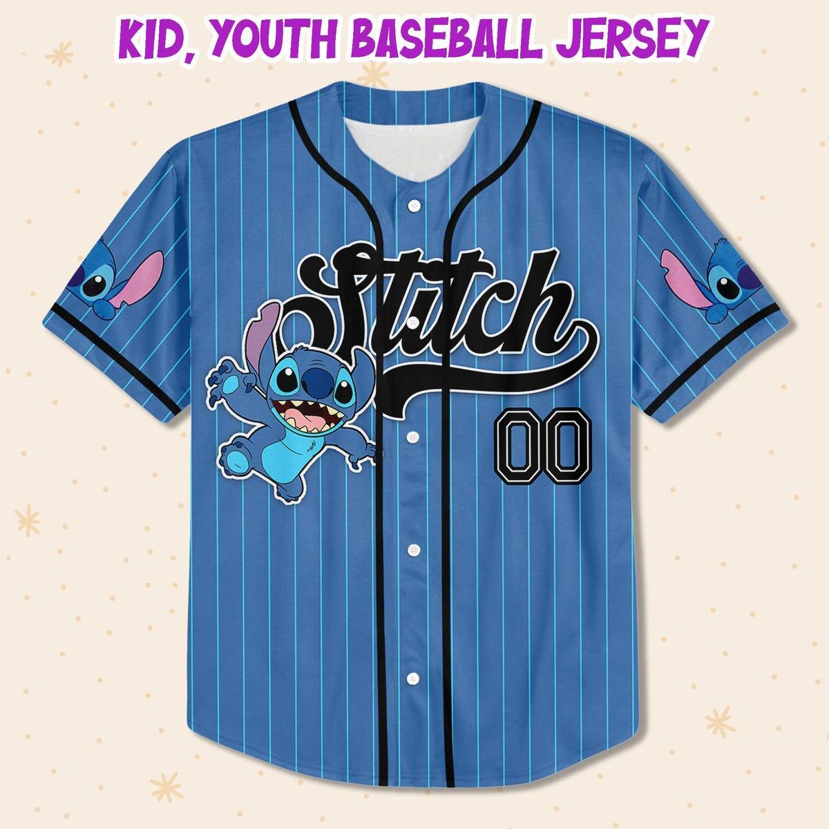 Custom Disney Lilo And Stitch Blue Simple Baseball Jersey 2