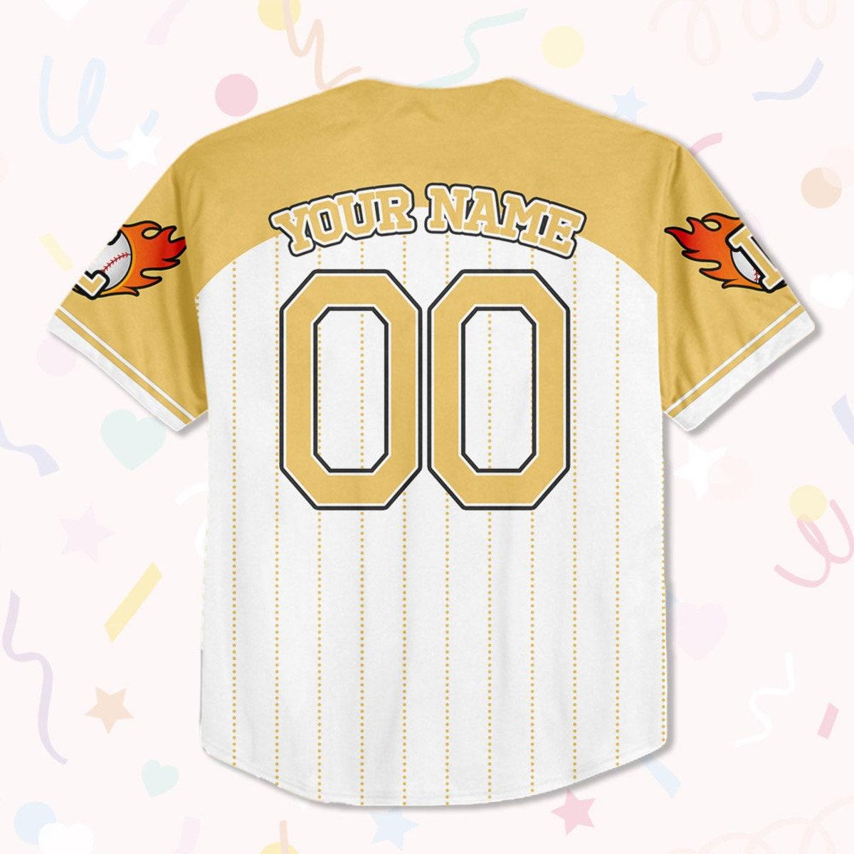 Custom Disney Luigi Yellow Disney Birthday Baseball Jersey 3