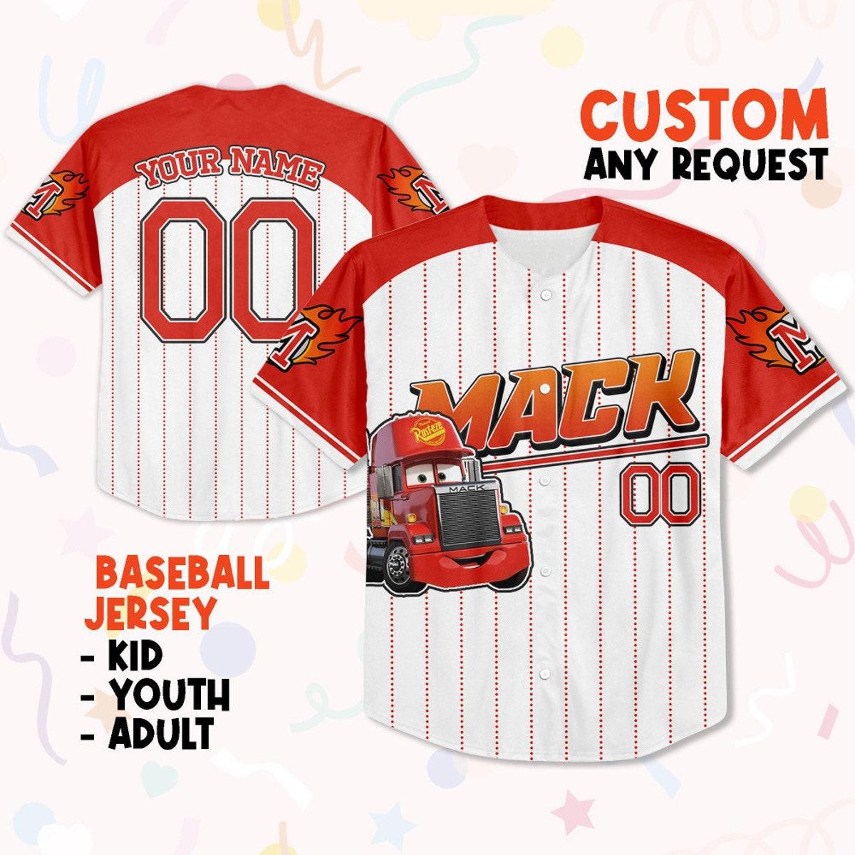 Custom Disney Mack Red Lightning Mcqueen Baseball Jersey 1