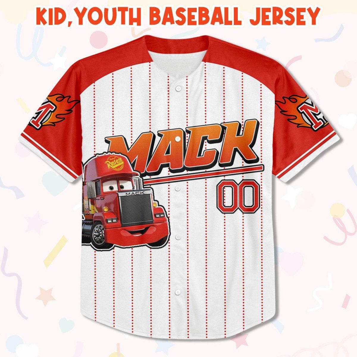 Custom Disney Mack Red Lightning Mcqueen Baseball Jersey 2