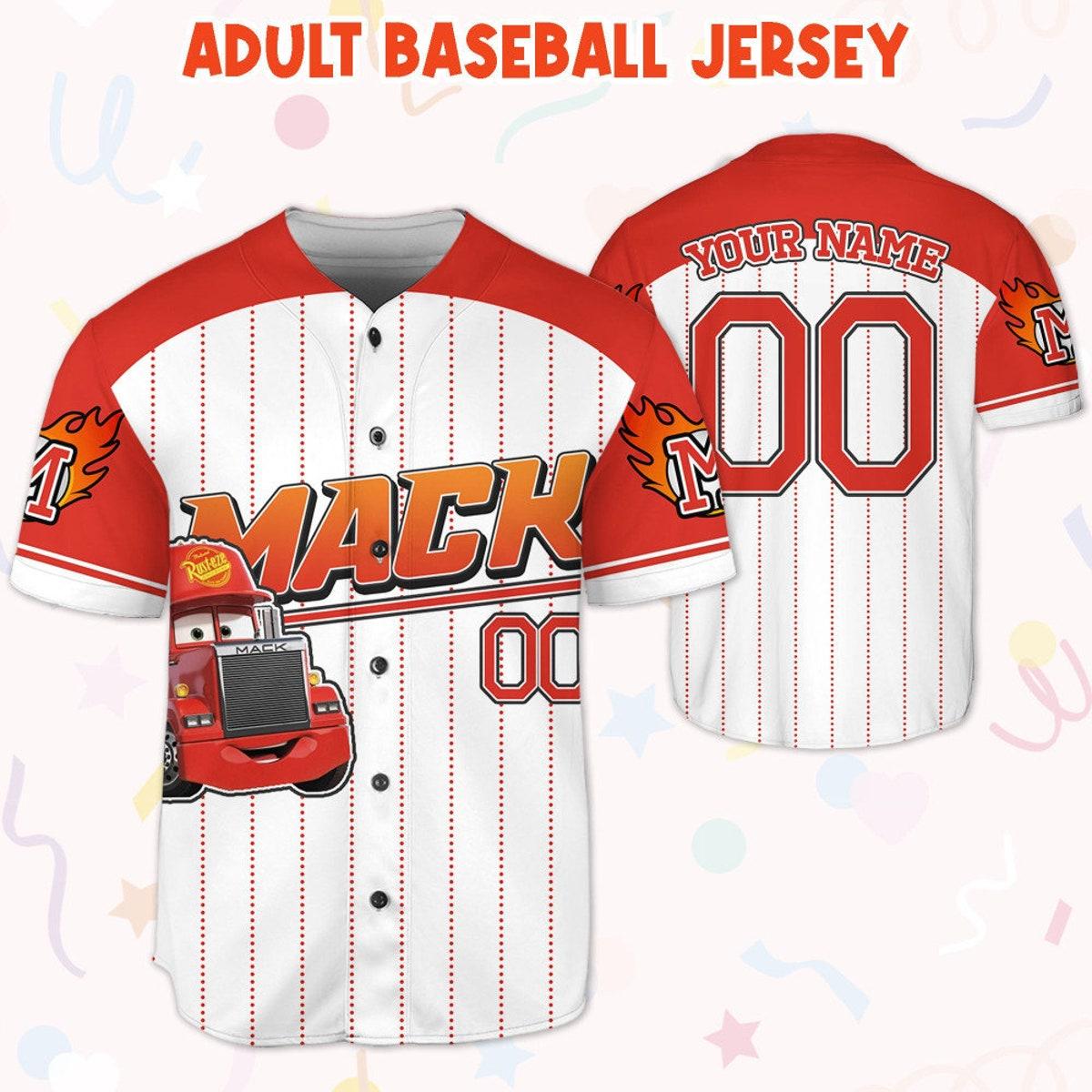 Custom Disney Mack Red Lightning Mcqueen Baseball Jersey 5