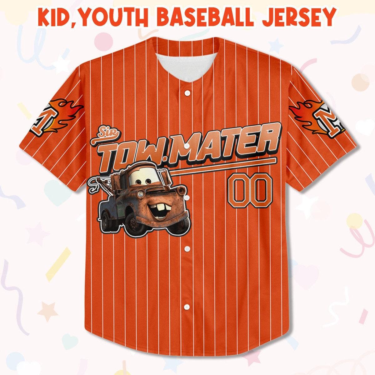 Custom Disney Mater Orange Lightning Mcqueen Baseball Jersey 2