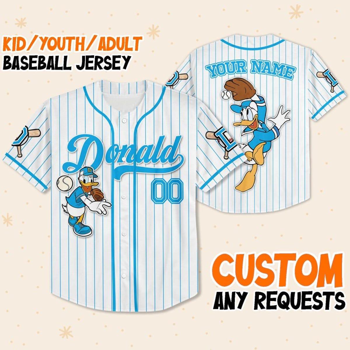 Custom Disney Mickey And Friends Donald Baseball Jersey 1