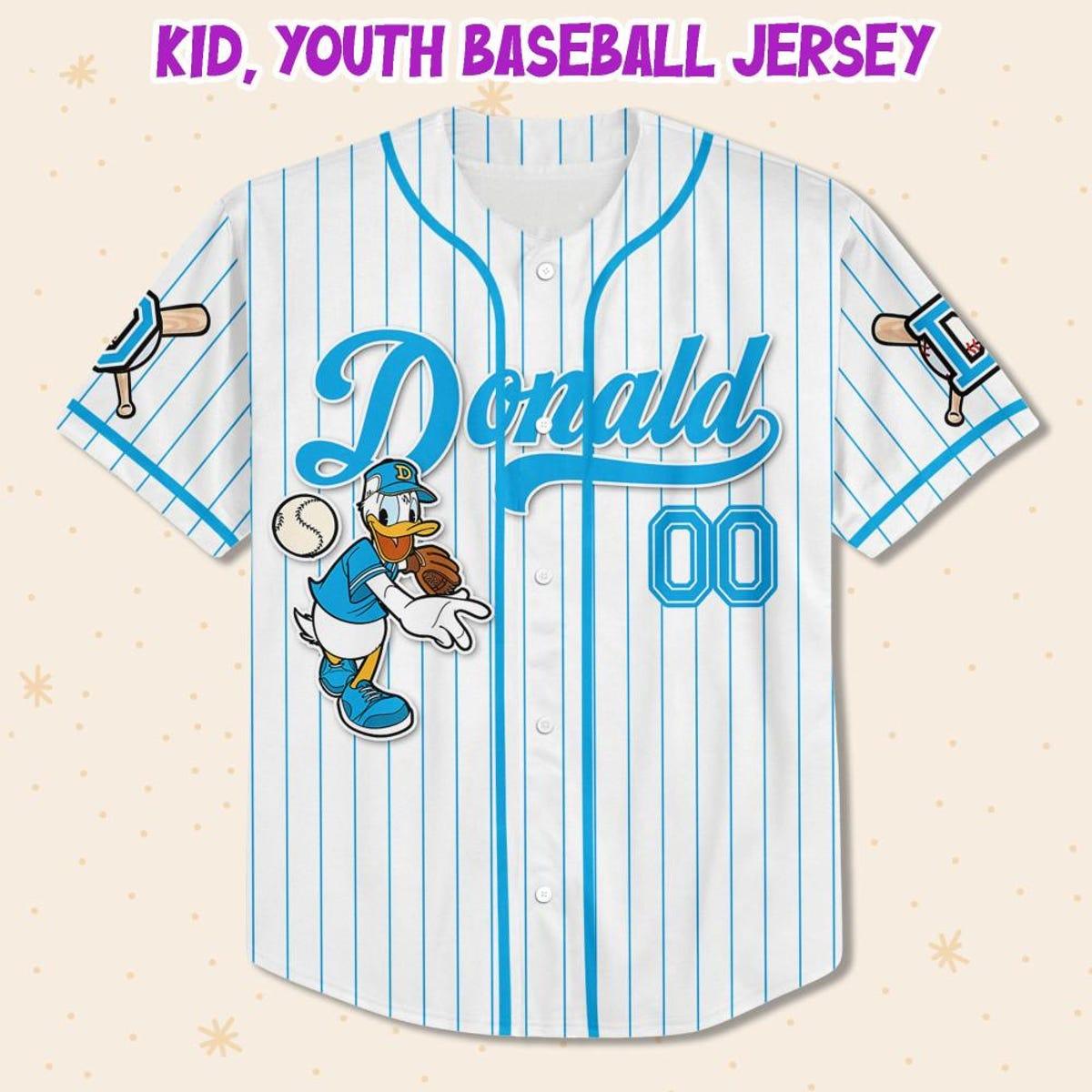 Custom Disney Mickey And Friends Donald Baseball Jersey 2