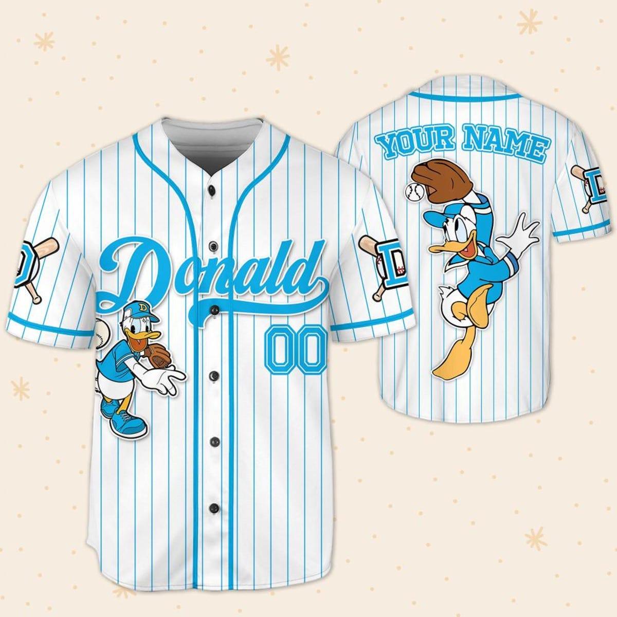 Custom Disney Mickey And Friends Donald Baseball Jersey 5