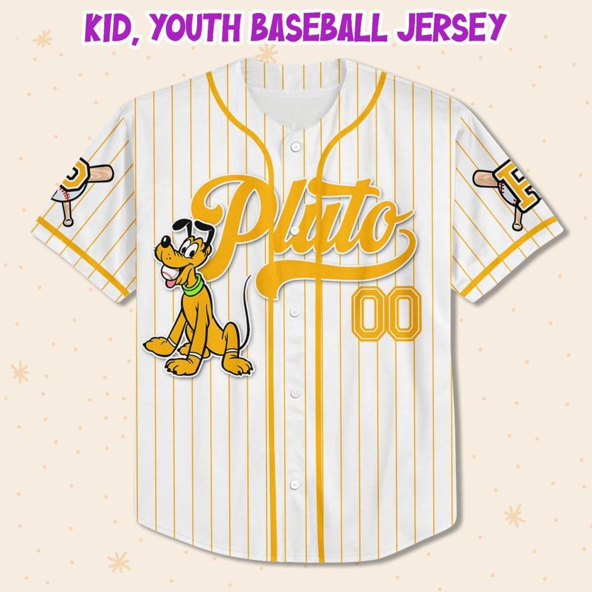 Custom Disney Mickey And Friends Pluto Yellow Baseball Jersey 2