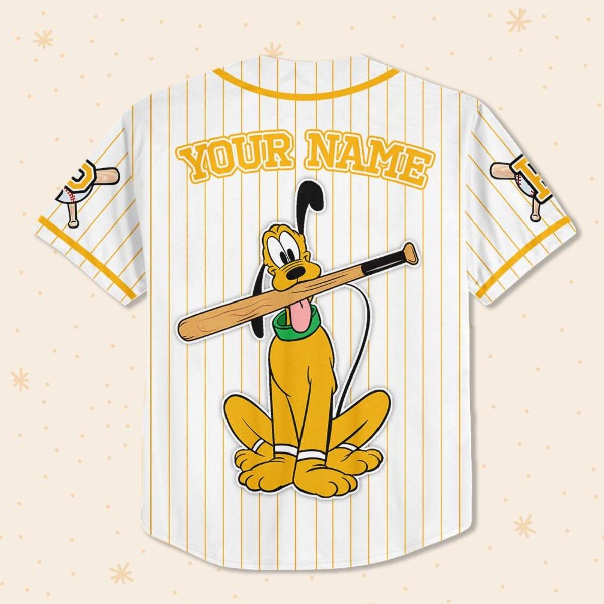 Custom Disney Mickey And Friends Pluto Yellow Baseball Jersey 3