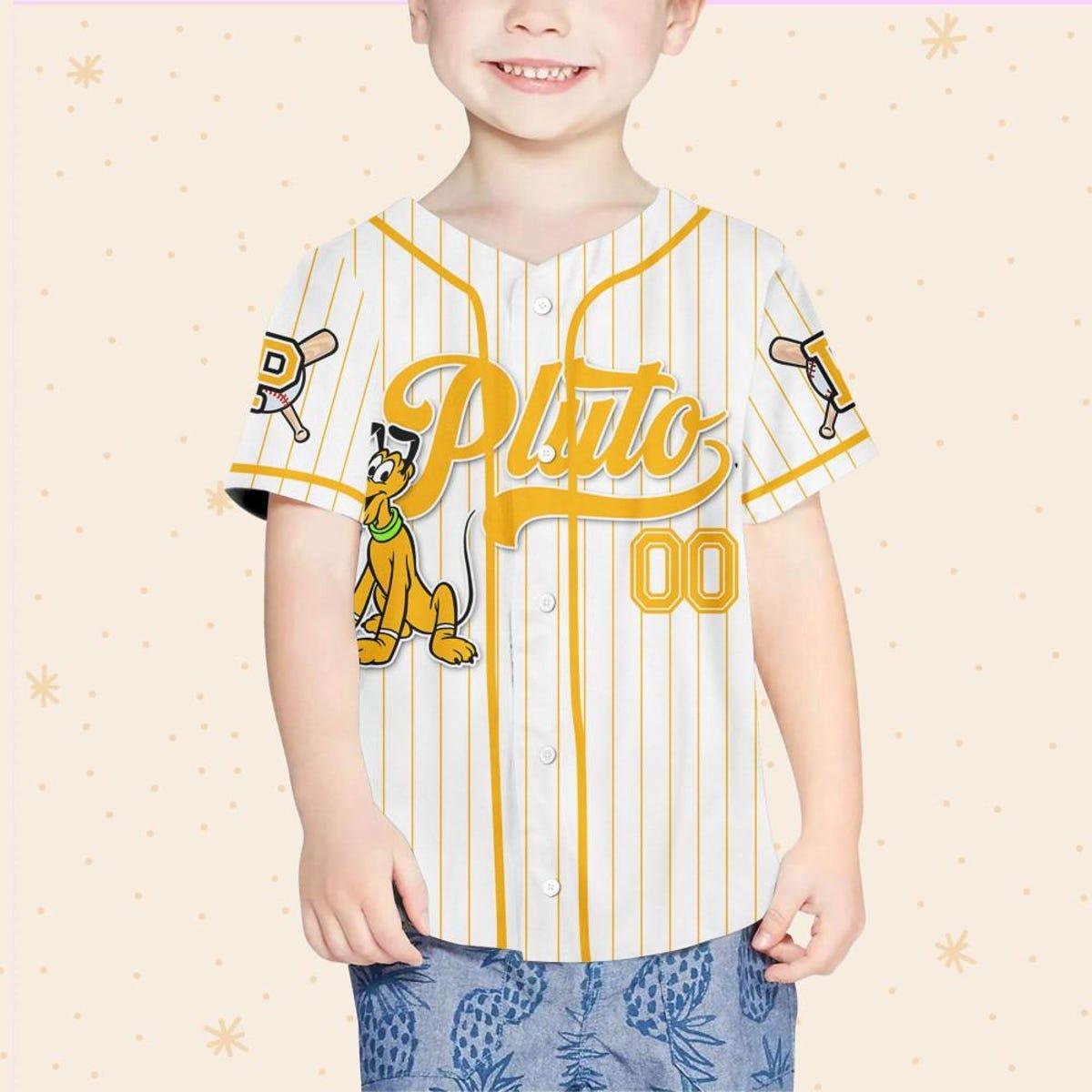 Custom Disney Mickey And Friends Pluto Yellow Baseball Jersey 4