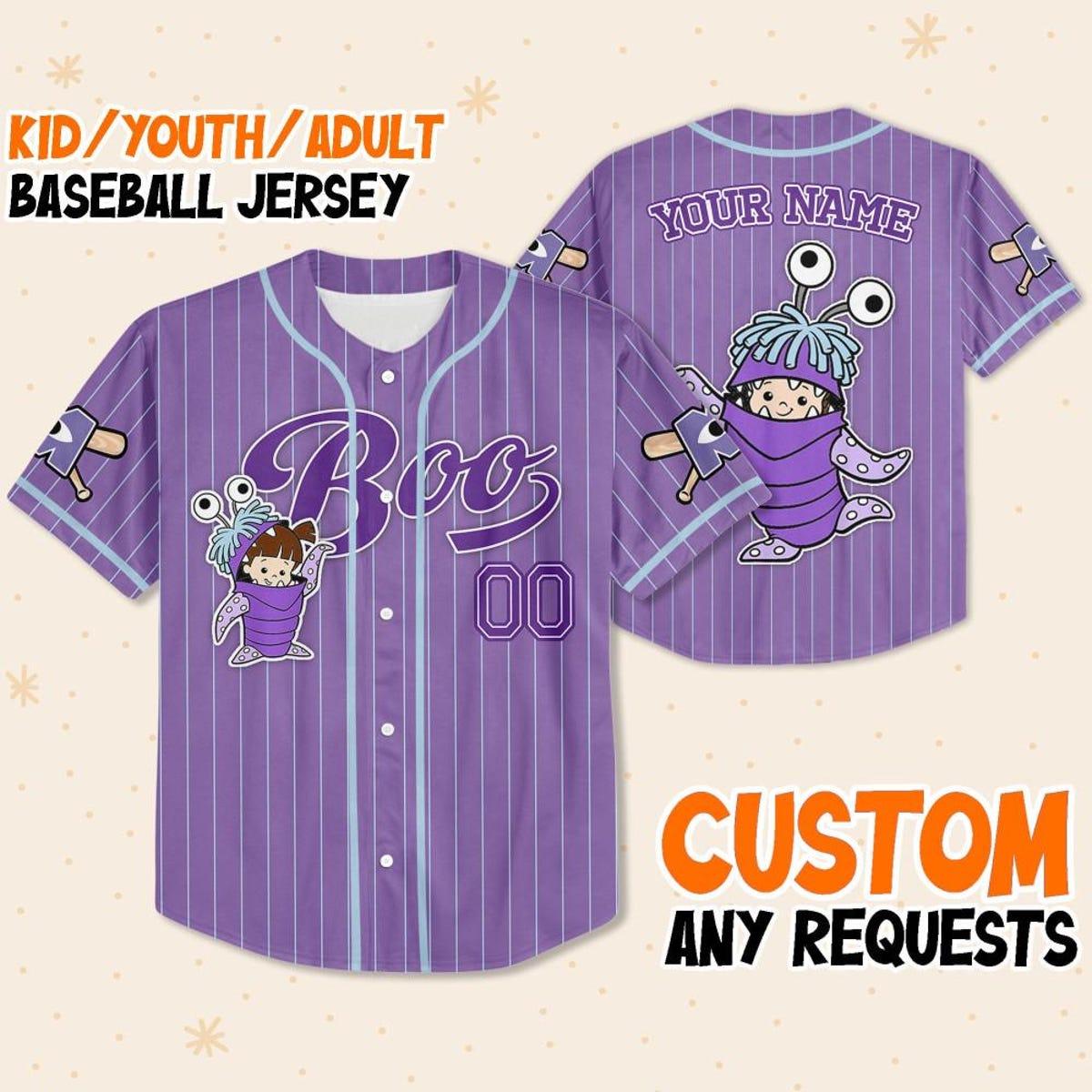 Custom Disney Monster Inc James Boo Purple Simple Baseball Jersey 1