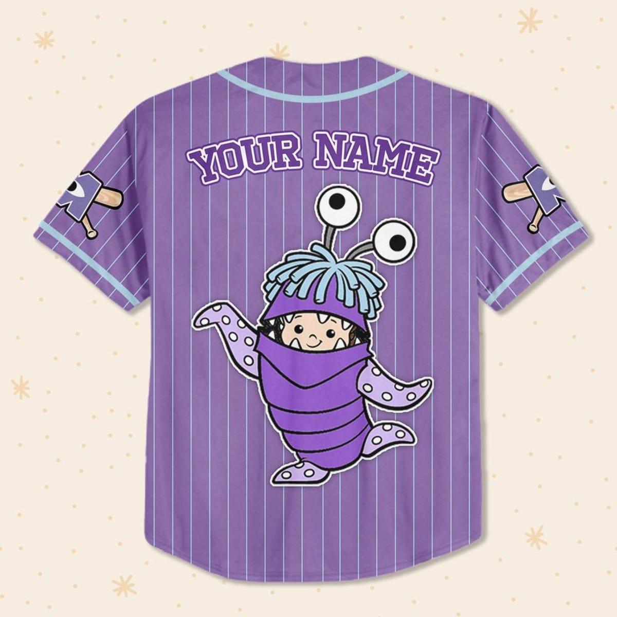 Custom Disney Monster Inc James Boo Purple Simple Baseball Jersey 3