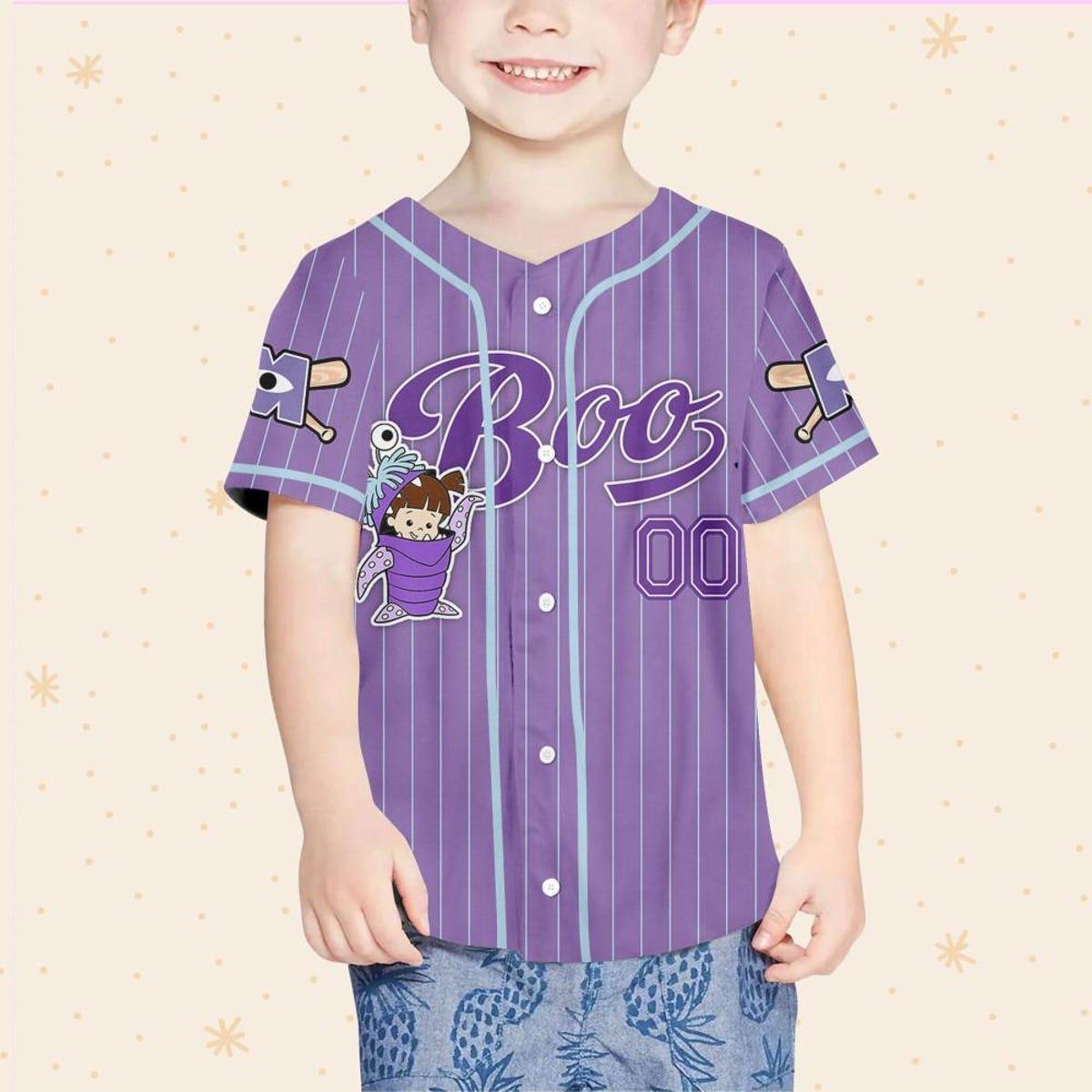 Custom Disney Monster Inc James Boo Purple Simple Baseball Jersey 4