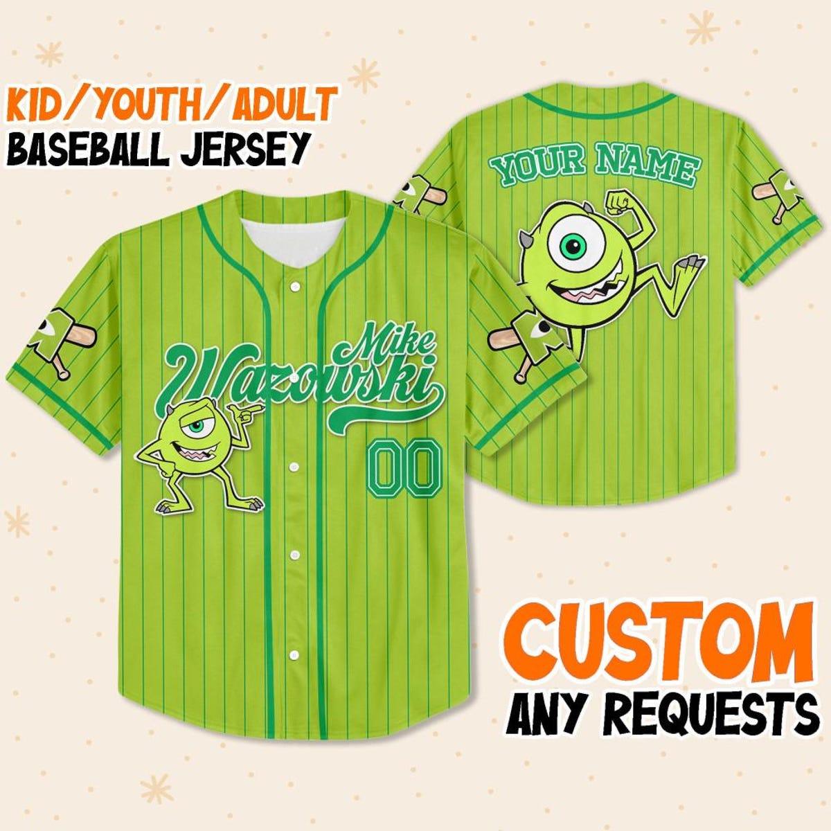 Custom Disney Monster Inc James Mike Green Simple Baseball Jersey 1