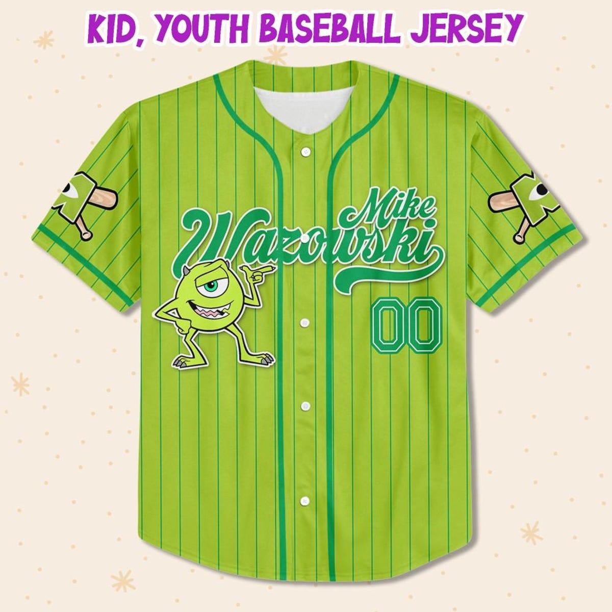 Custom Disney Monster Inc James Mike Green Simple Baseball Jersey 2