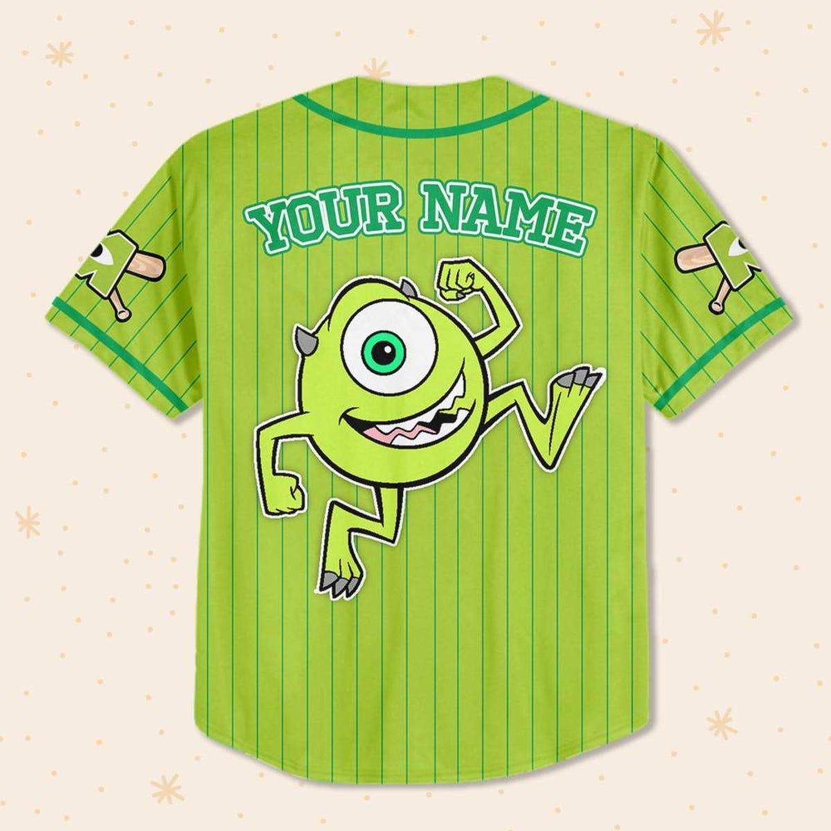 Custom Disney Monster Inc James Mike Green Simple Baseball Jersey 3