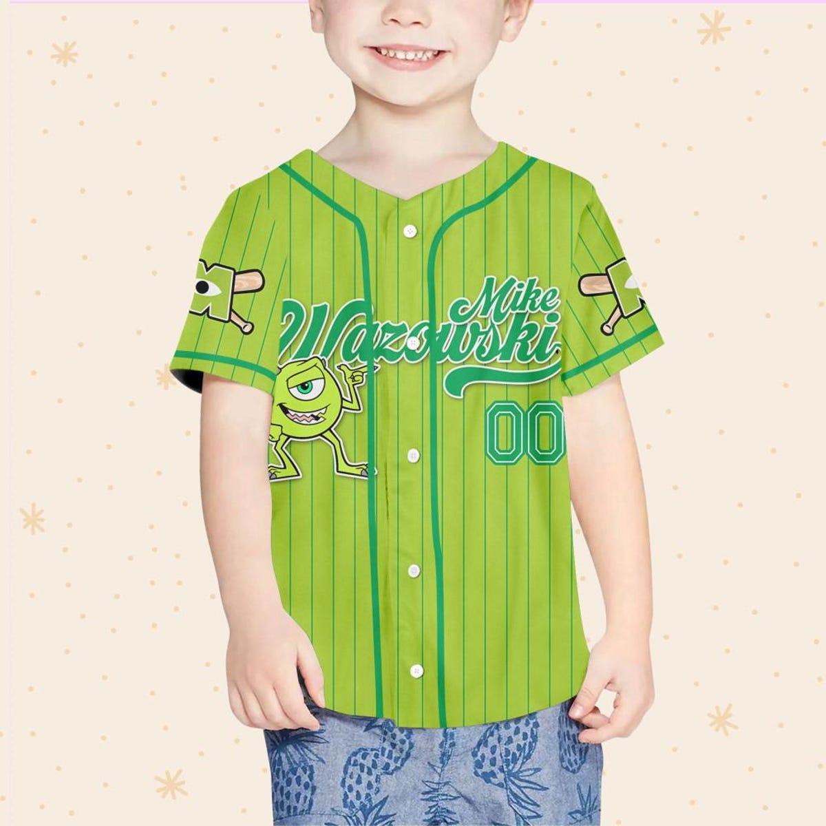 Custom Disney Monster Inc James Mike Green Simple Baseball Jersey 4