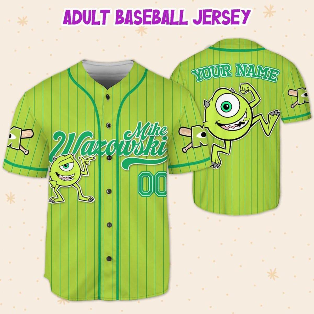 Custom Disney Monster Inc James Mike Green Simple Baseball Jersey 5