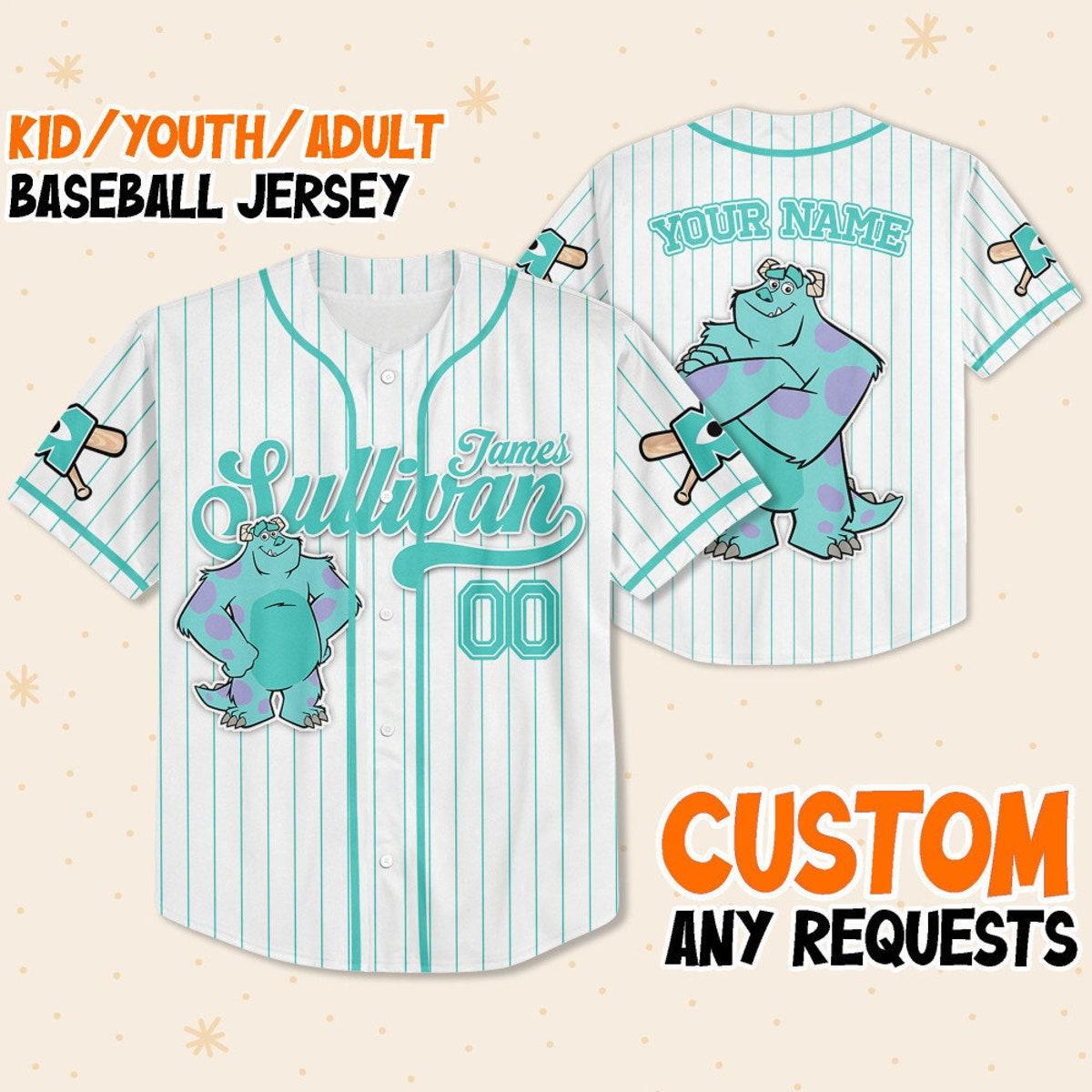 Custom Disney Monster Inc James Sullivan Baseball Jersey 1