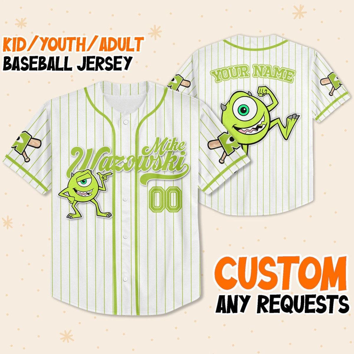 Custom Disney Monster Inc Mike Wazowski Baseball Jersey 1