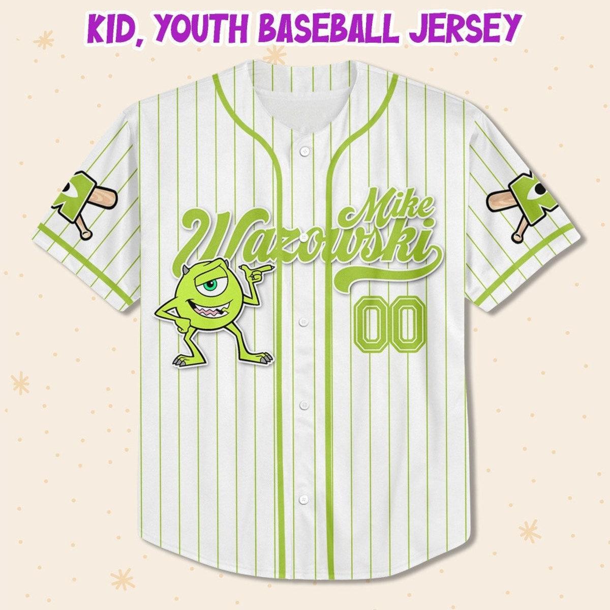 Custom Disney Monster Inc Mike Wazowski Baseball Jersey 2