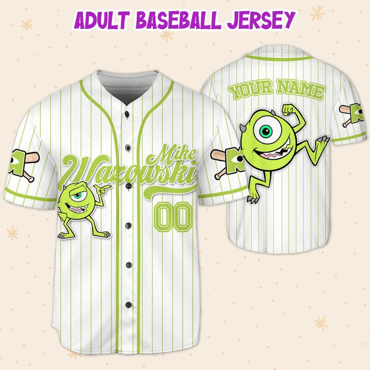 Custom Disney Monster Inc Mike Wazowski Baseball Jersey 5