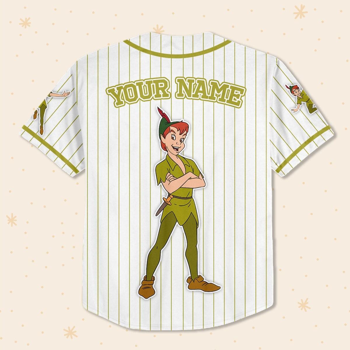 Custom Disney Peter Pan Simple Stripe Retro Game Day Baseball Jersey 3