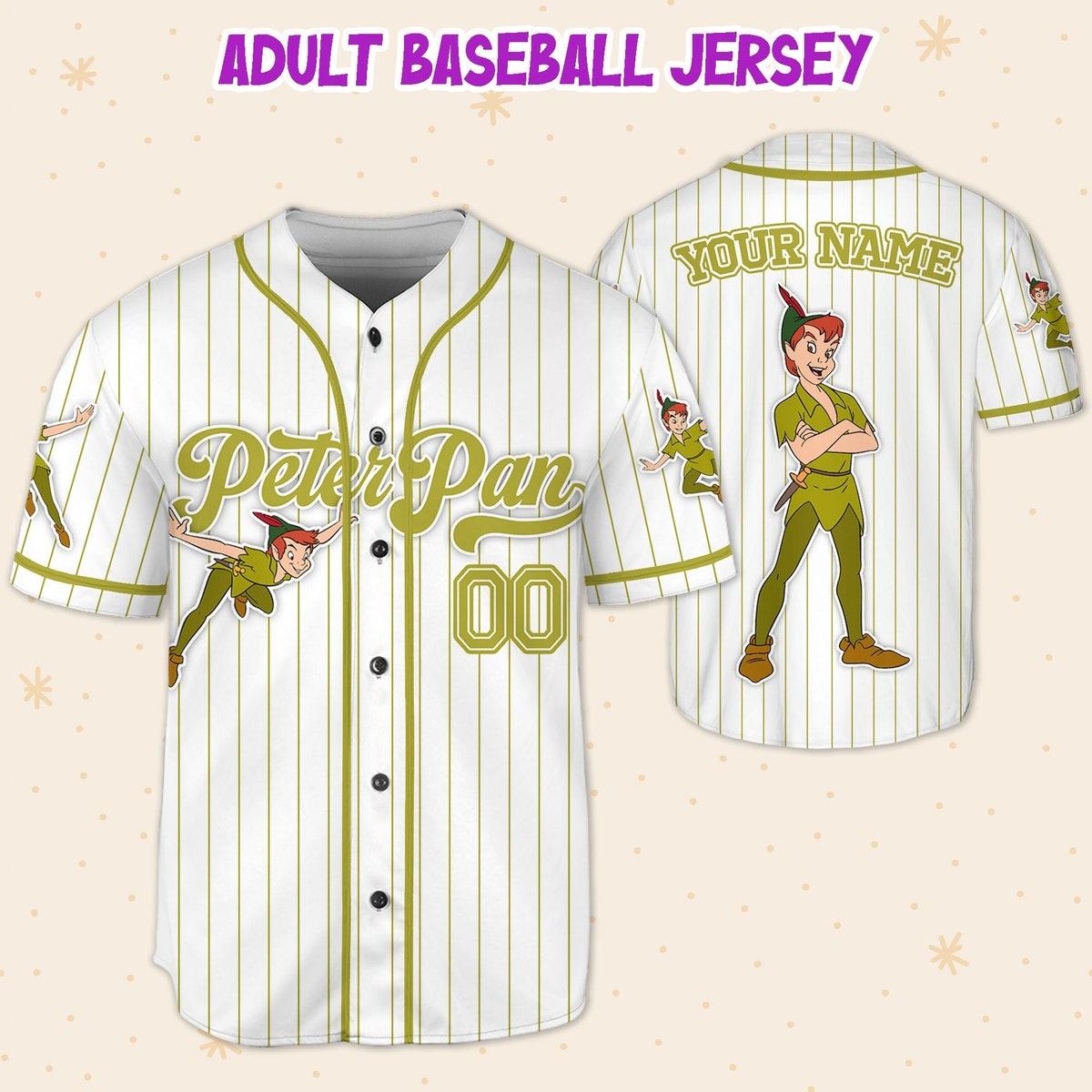 Custom Disney Peter Pan Simple Stripe Retro Game Day Baseball Jersey 5