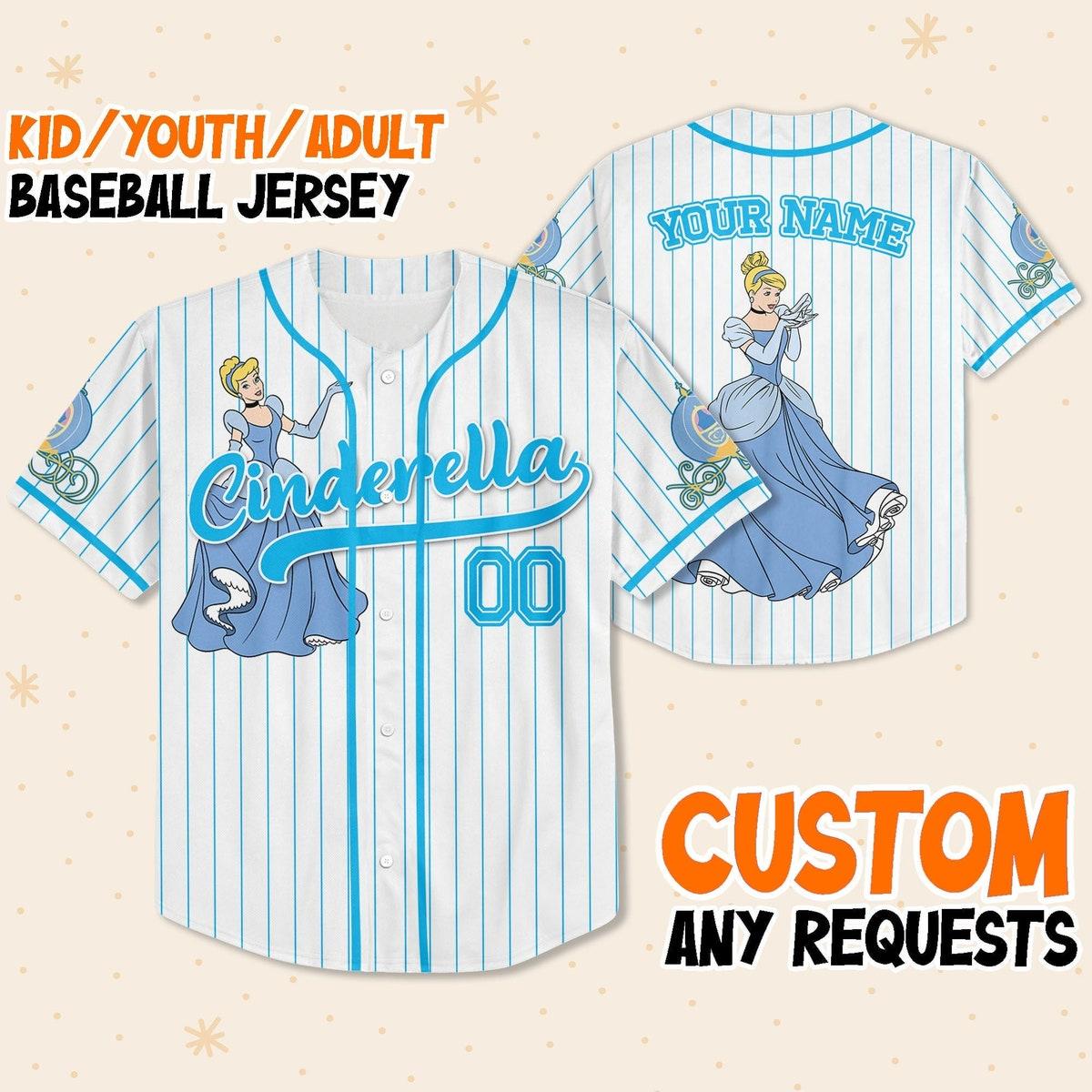 Custom Disney Princess Cinderella Simple Custom Name Baseball Jersey 1