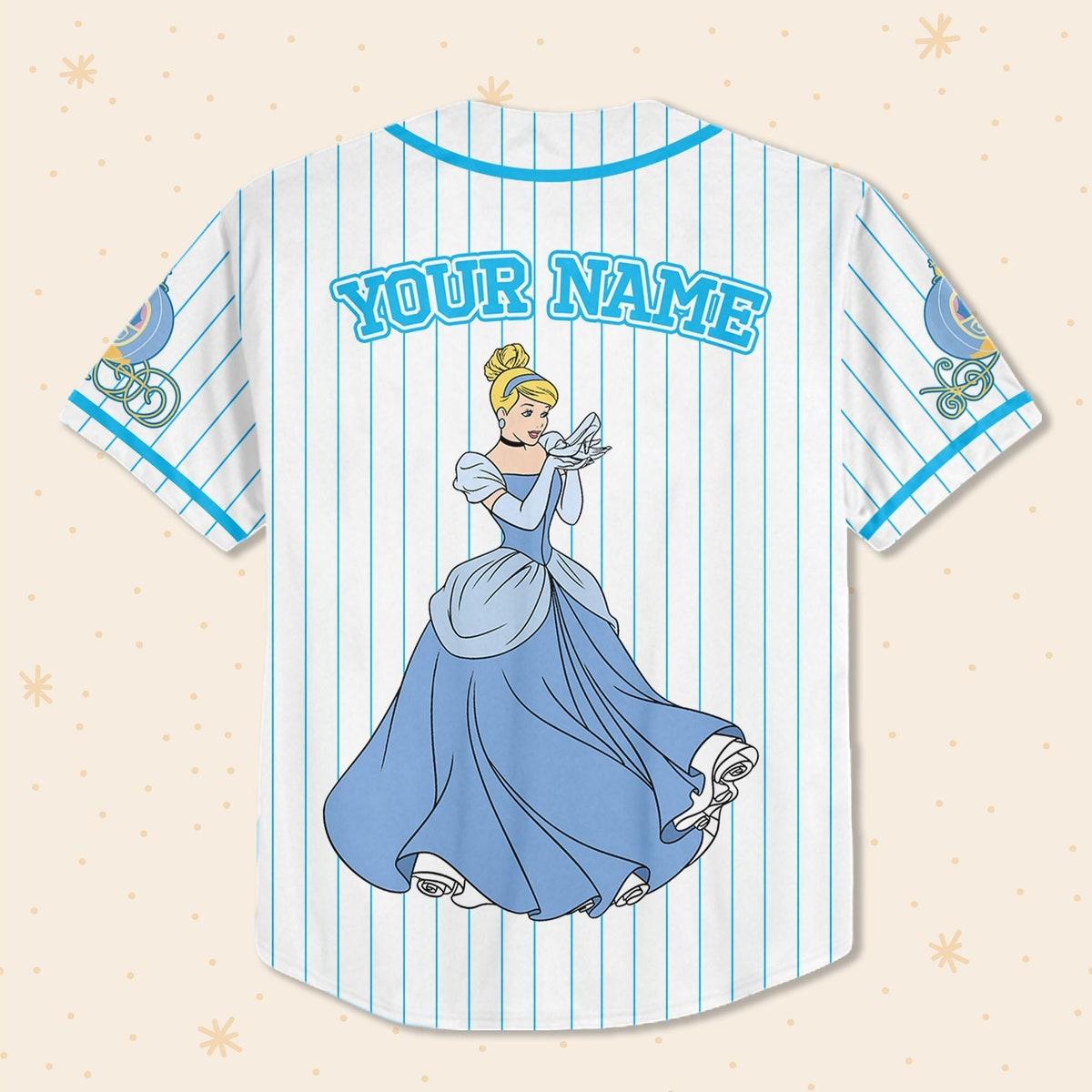 Custom Disney Princess Cinderella Simple Custom Name Baseball Jersey 3