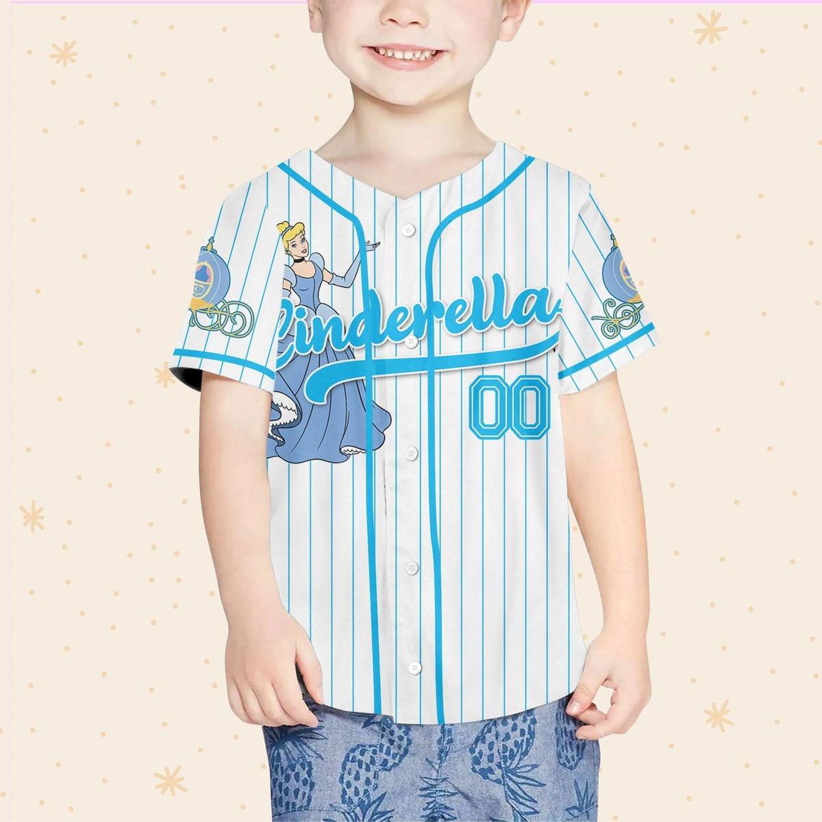 Custom Disney Princess Cinderella Simple Custom Name Baseball Jersey 4