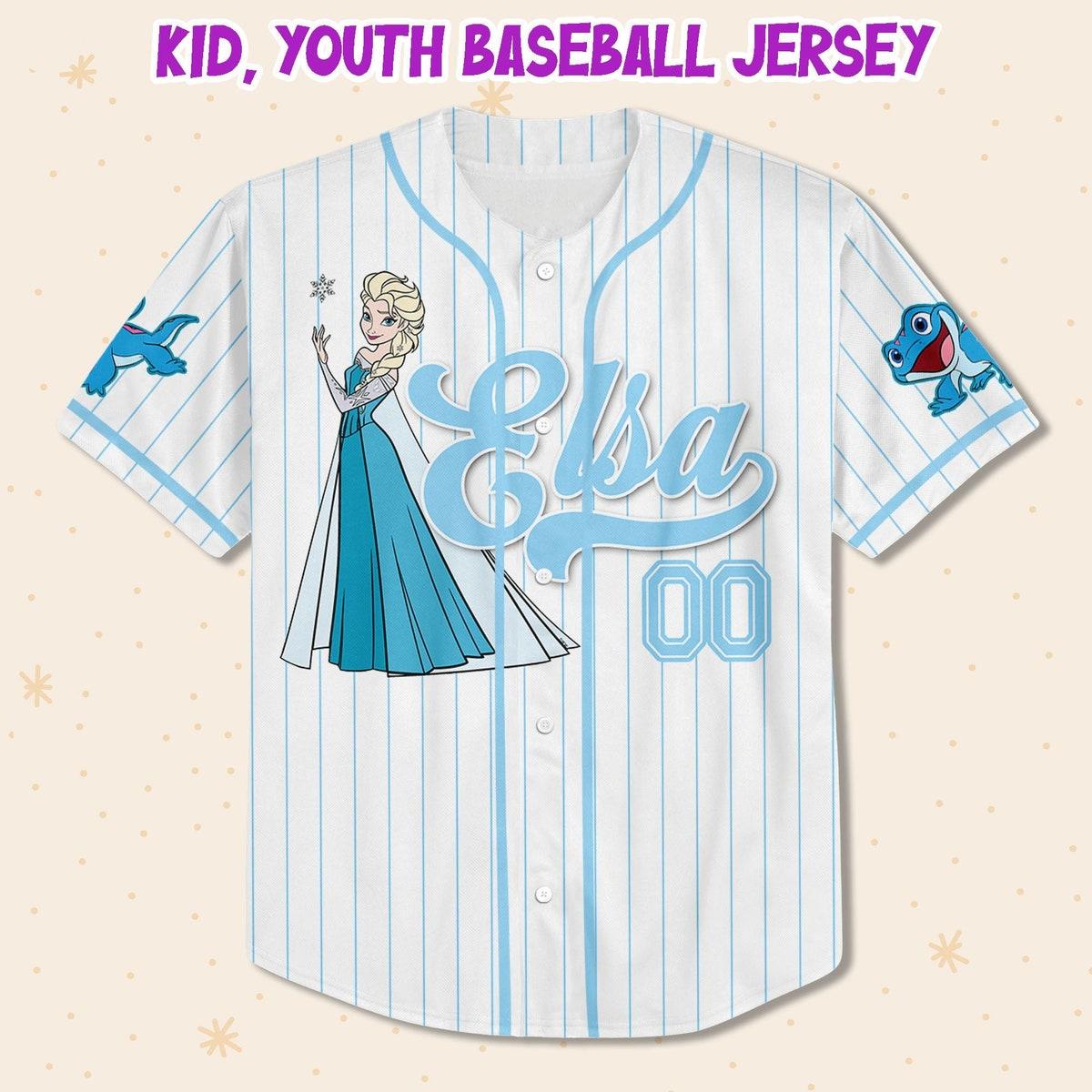 Custom Disney Princess Elsa Frozen Simple Custom Name Baseball Jersey 2