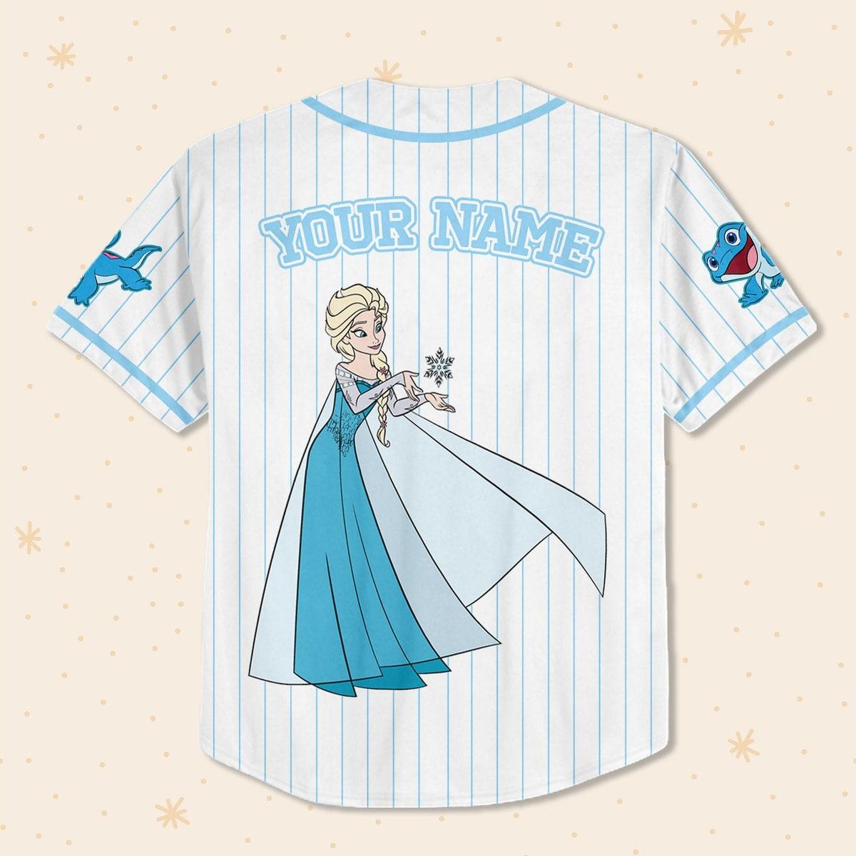 Custom Disney Princess Elsa Frozen Simple Custom Name Baseball Jersey 3