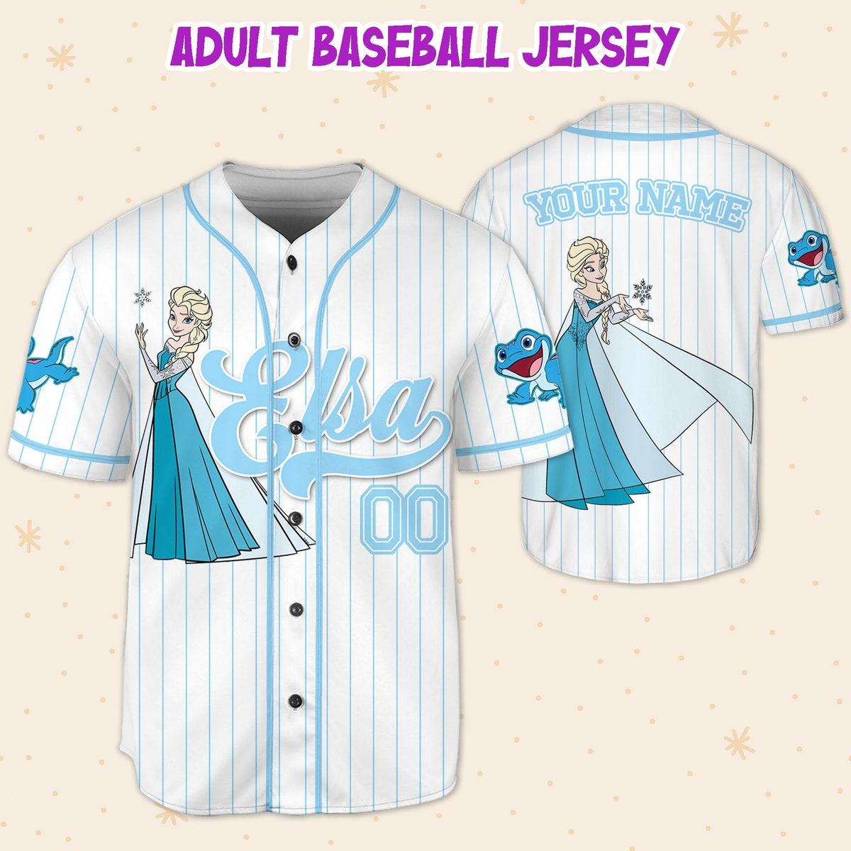 Custom Disney Princess Elsa Frozen Simple Custom Name Baseball Jersey 5